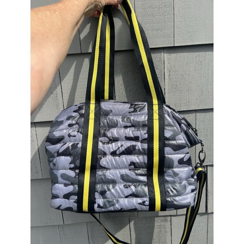 Think Rolyn Shiny Gray black camo wingman bag shoulder crossbody quilted